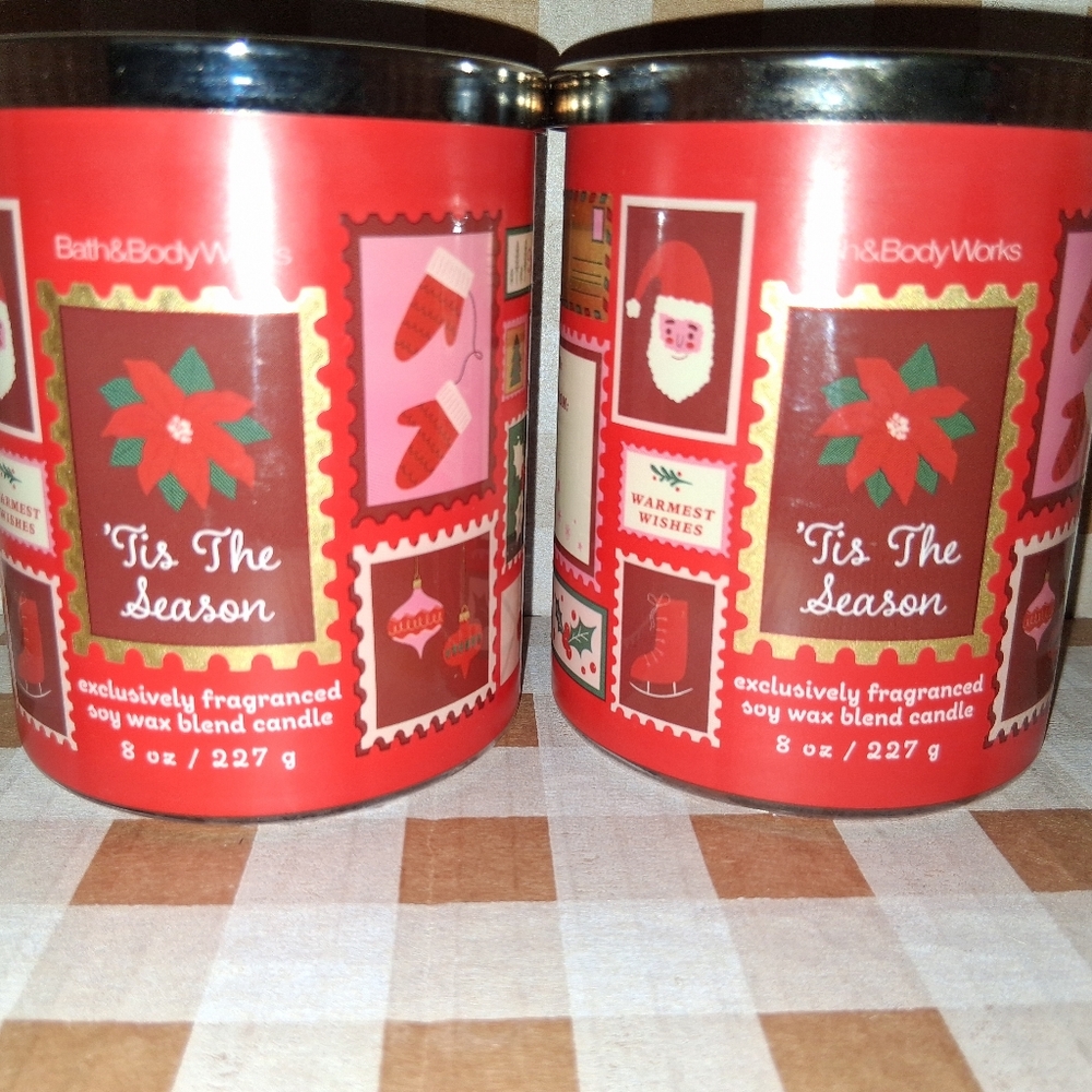 Bath & Body Works TIS THE SEASON Single Wick Candle SET OF 2! NEW!